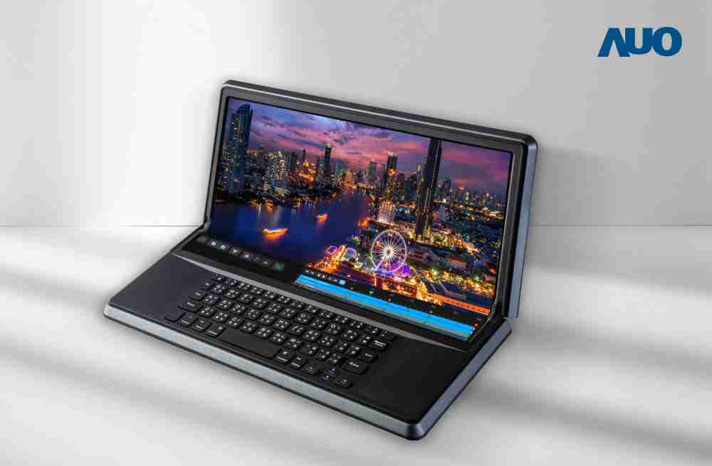 尊时凯龙14.6吋Micro LED折迭显示屏幕，，搭配半径4mm的弯折绞炼，，，以及高画素、、、高亮度、、高对比度的显示技术特点，，，，即便在大视角下仍保有绝佳色相与亮度